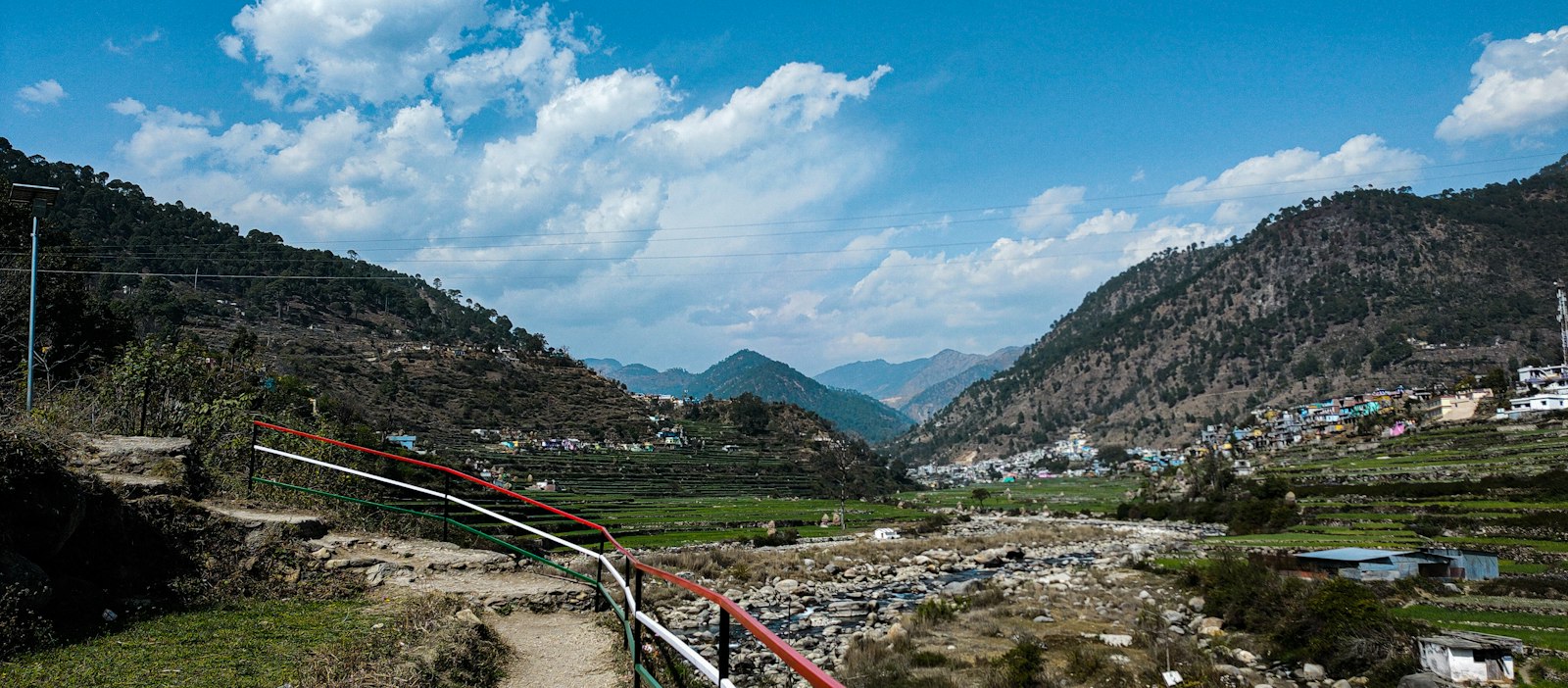 A green mountain valley in Uttarakhand